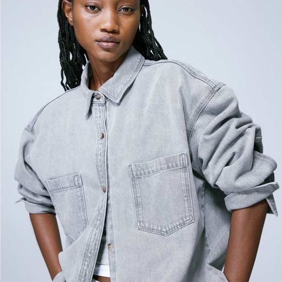 H&M Denim Oversize Overshirt Shacket - Picture 2 of 8